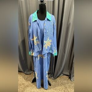 Key lime pie, vintage, matching dress and button down shirt size medium